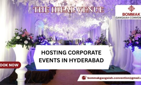 Modern corporate event setup at Bommak Gangaiah Convention, Boduppal, Hyderabad